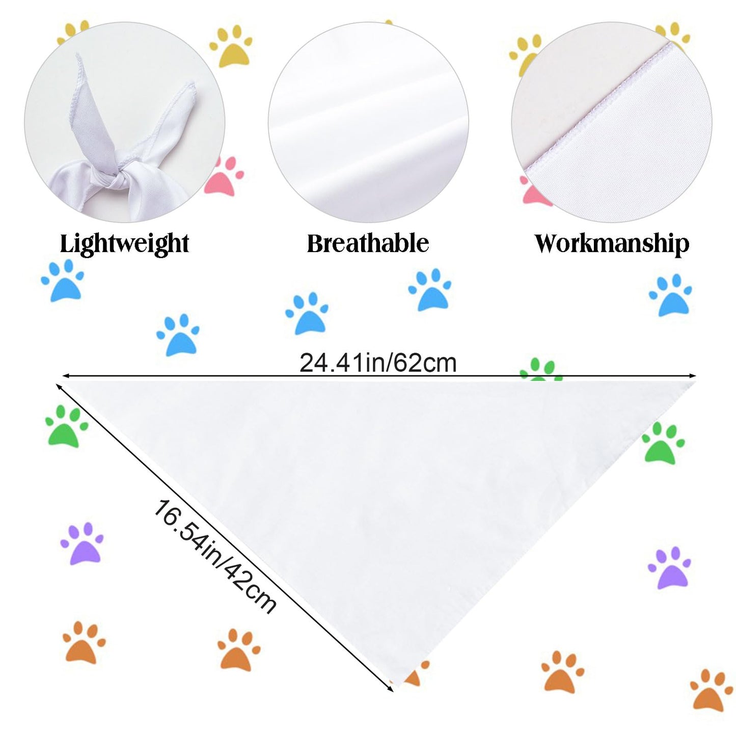 HACRAHO Blank Dog Bandanas, 36 PCS Solid Washable Pet Triangle Scarf White DIY Triangle Dog Bandana for Small Medium Large Dogs