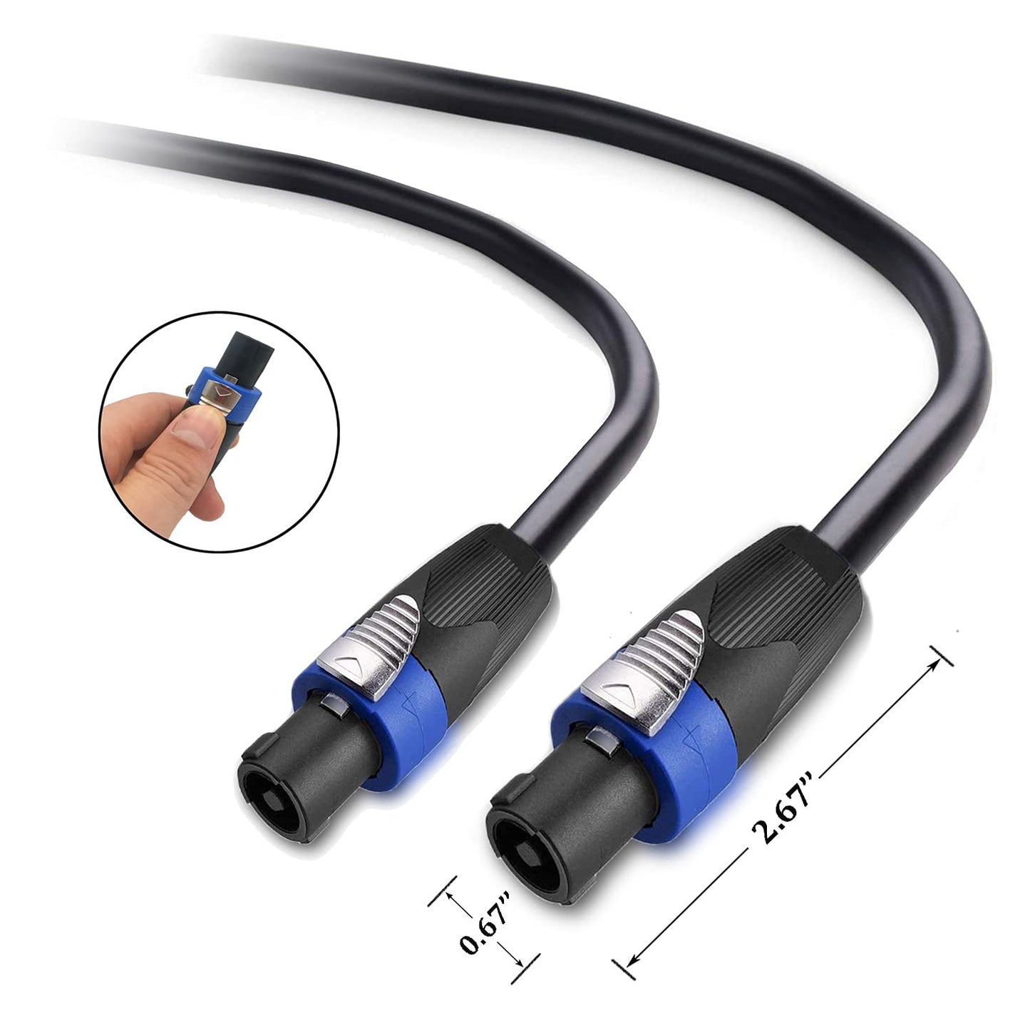 2 Pack 15ft Pro Speakon to Speakon Cable, Pair 12AWG Patch Cords, Professional Audio Cable Cord with NL4FC Connector
