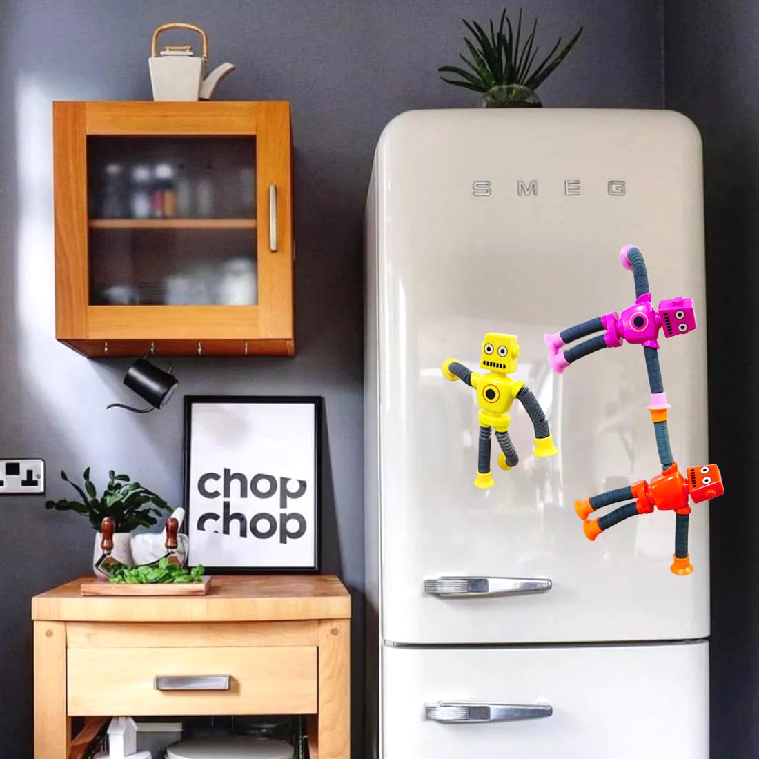 16 PCS Telescopic Suction Cup Robot Toy,Mini Robot Action Figure Bendable Fidget Travel Toy Gifts for Birthday Christmas Party Favors Shape Changing Pop Tubes ADHD Autism Sensory Toy Kids Boys Girls