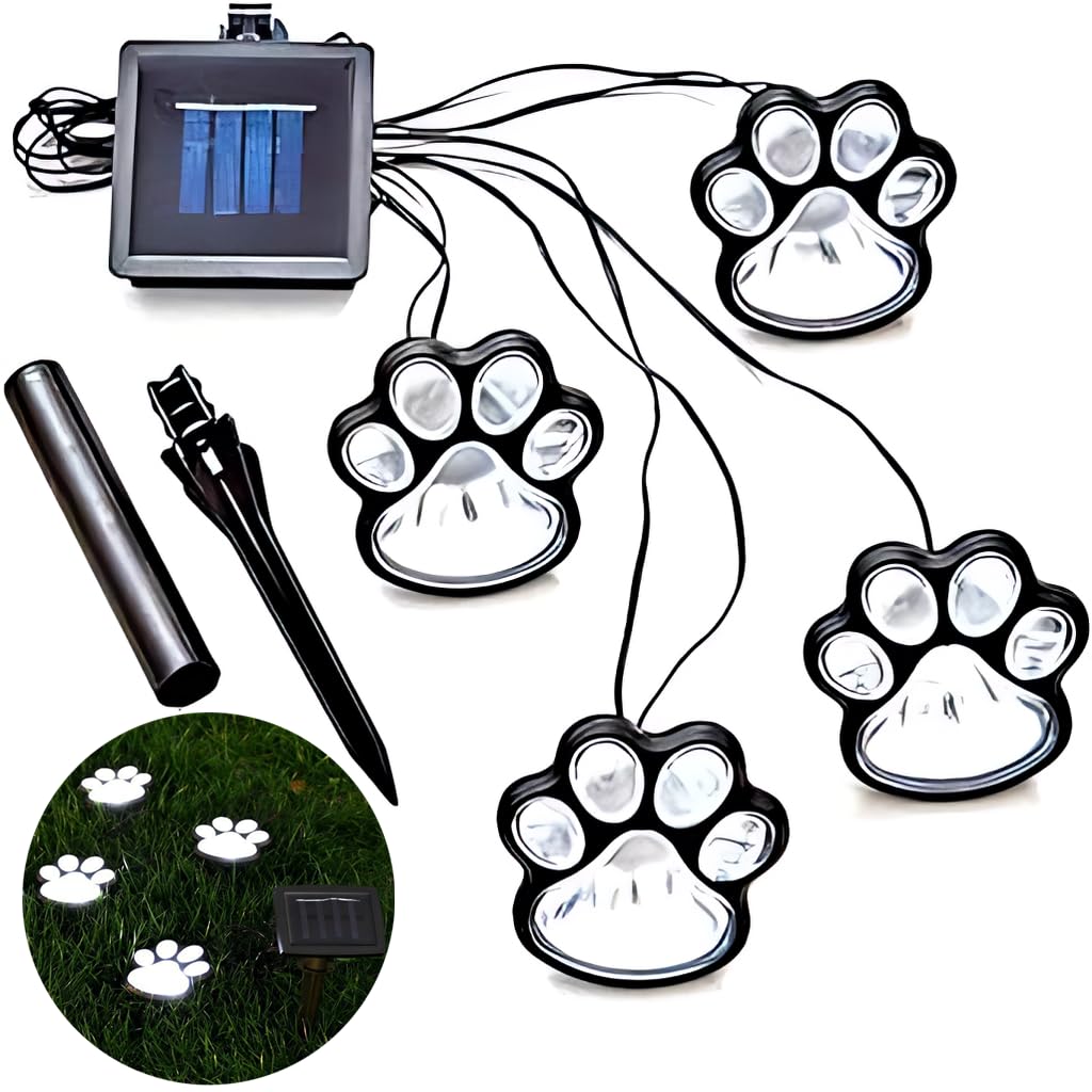 Paw Print Path Lights Garden Animal Statue Lantern Led Path 3" Light Lamp for Garden Patio Yard Decor Walkway Lighting