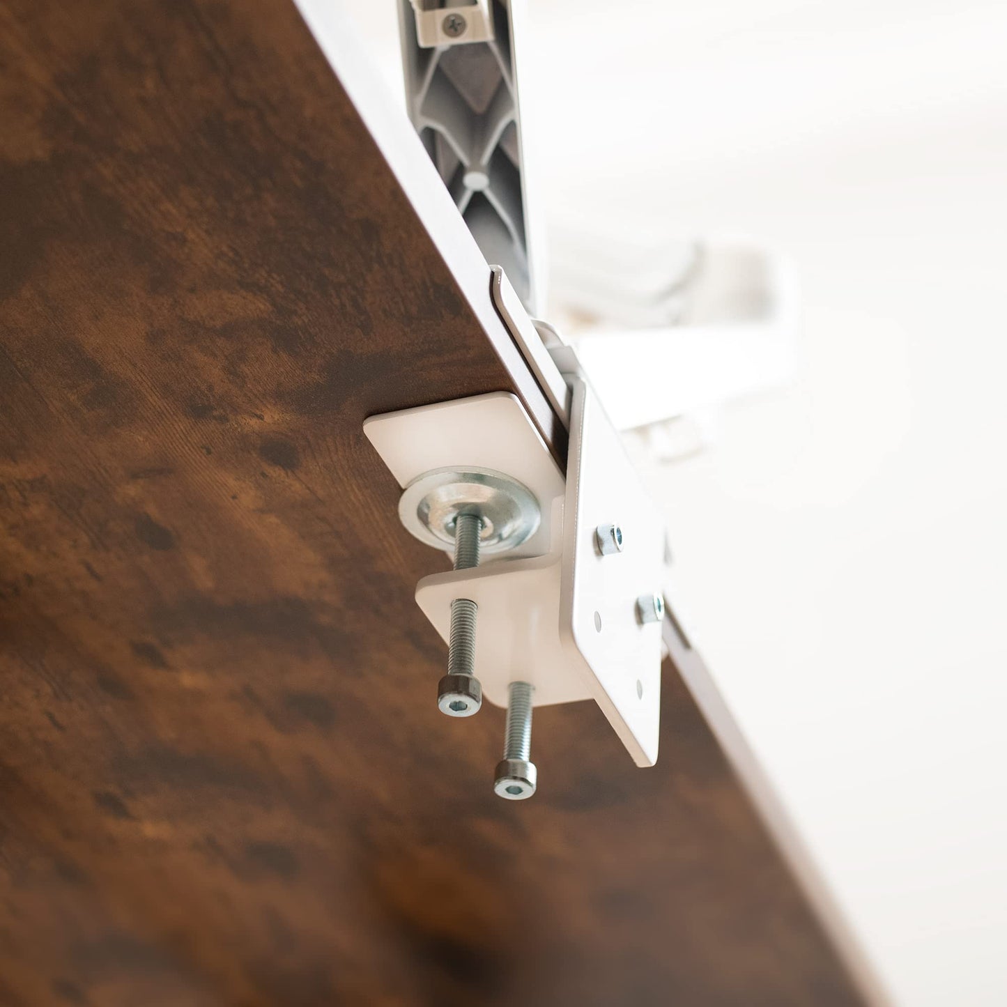 VIVO Steel Reinforcement Bracket Mount Plate for Thin, Glass, and Other Fragile Table Tops, Clamp Compatible with Most Monitor Stand C-Clamp Installations, White, STAND-AC01RW