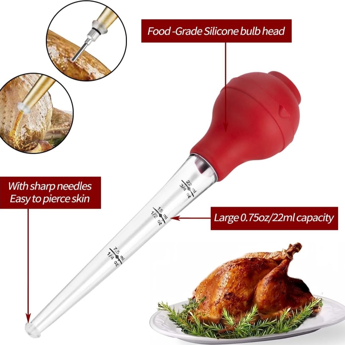 HSHQING Thanksgiving Turkey Serving Set - Large Ceramic Turkey Platter & Turkey Baster Injector - Perfect for Holiday Dinners