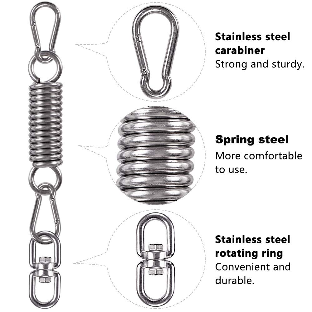 WAREMAID 2 Pack Hammock Chair Hanging Kit Swing Spring Hardware, Heavy Duty Suspension Swivel Hanger Hook for Punching Bags, Heavy Bag, Hanging Chair, Swing Seat, Rocking Seat, Porch Swing, Garden