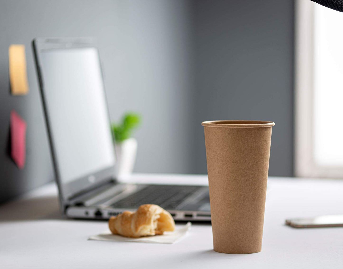 GUSTO [20 oz. - 100 Count] Kraft Disposable Paper Cups, Hot Coffee Cups Brown Unbleached - Eco-Friendly Cups - Formerly Comfy Package