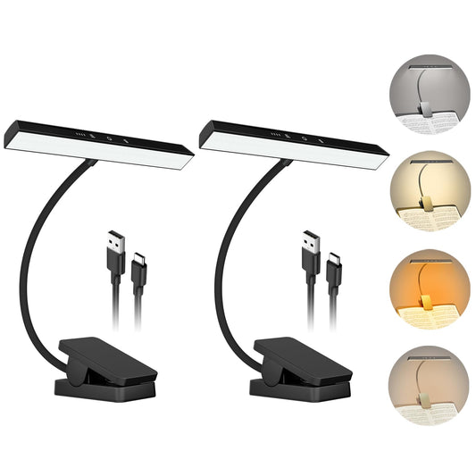 2 Pack 47 LED Rechargeable Music Stand Light - Eye Caring Clip on Piano Lights, 4 Color & 3 Brightness, USB-C, up to 110 Hrs Runtime, Portable Lamp for Musician, Grand/Upright Piano, Reading
