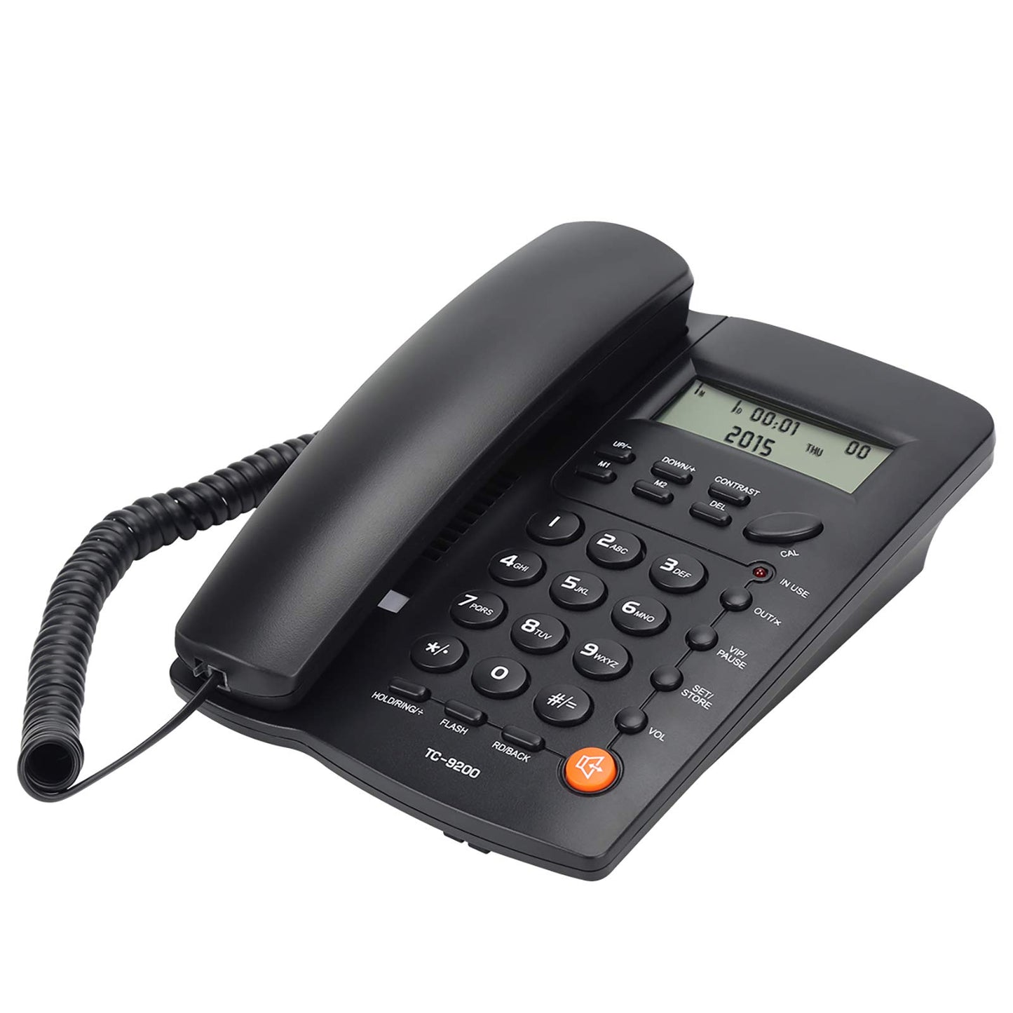 Uvital Desktop Corded Telephone, DTMF/FSK Mode, LCD Display, Calls Memory, Basic Calculator, Special Ring for VIP Numbers, M1,M2 One Touch Memory, in Use LED Indication, Last Number Redial