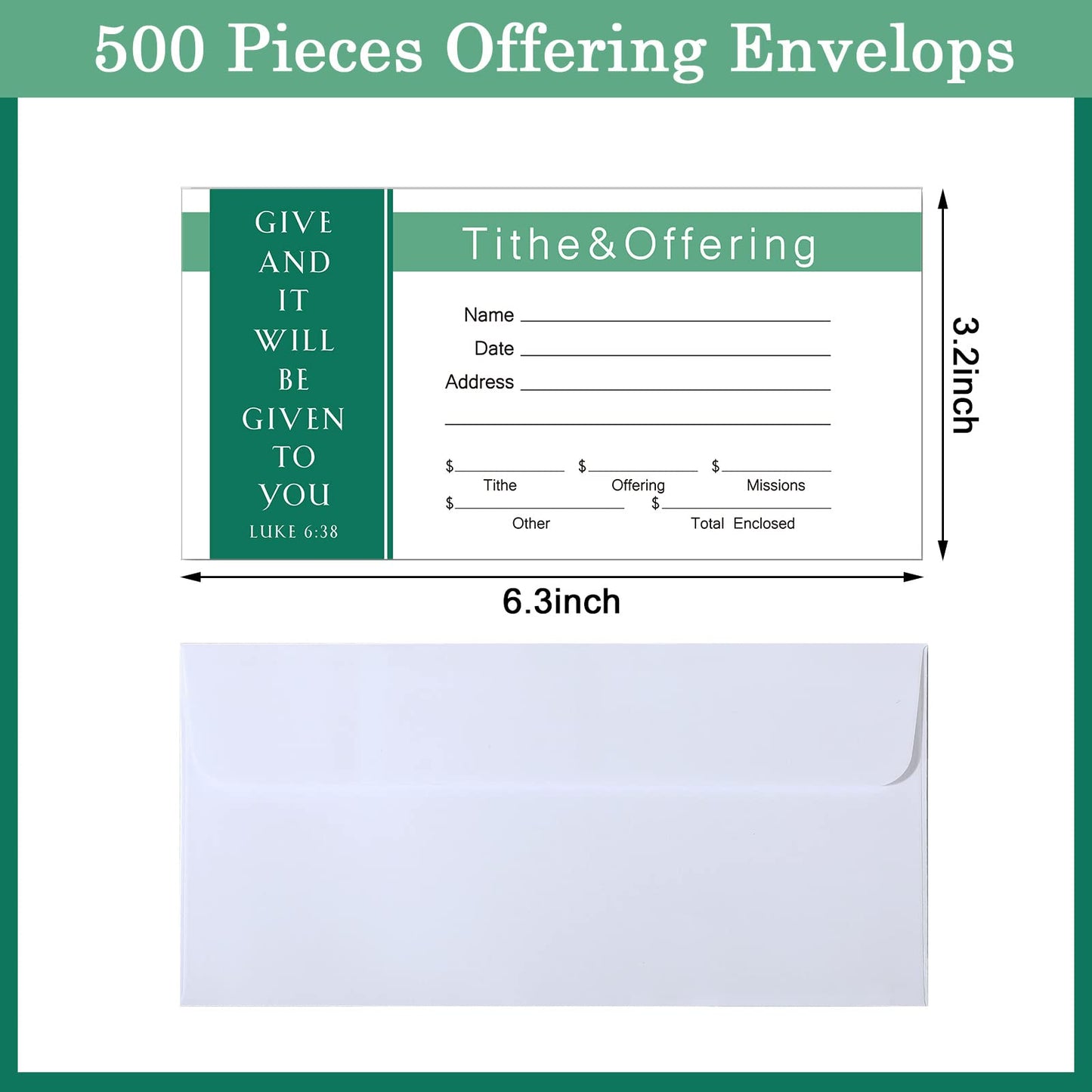 Woanger 500 Count Tithes and Offering Envelopes for Donation Envelope Bill Size Checks and Cash for Tithes and Offering(Stylish)