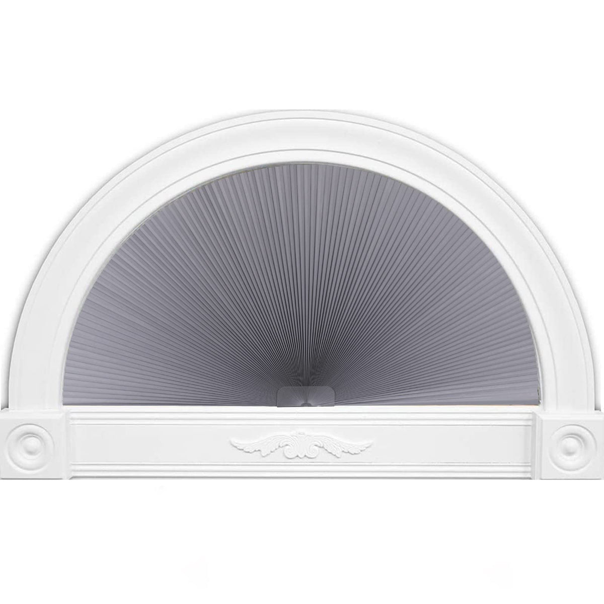 LUCKUP Arch Window Shades Half Circle Blackout Cellular Pleated Blinds Dual Color Semi Circular Honeycomb Windows Curtains for Half Moon Round Windows, Easy Cut and Install 24"x72", Grey-White