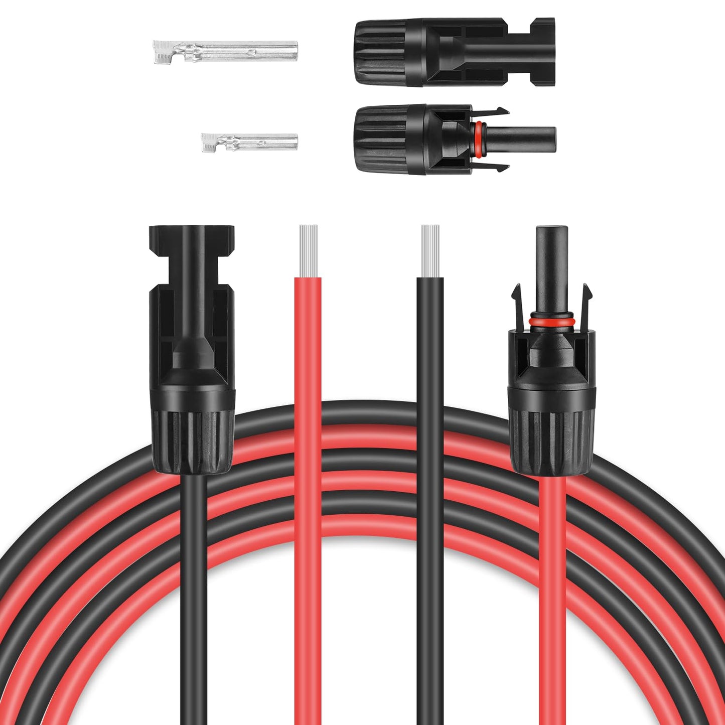 TBER 20Feet 10 AWG(6mm²) Solar Extension Cable with MC4 Male & Female Connector Waterproof Wire for Solar Panels RV Marine Camper Ferry Outdoor Automotive (20FT Red+ 20FT Black)