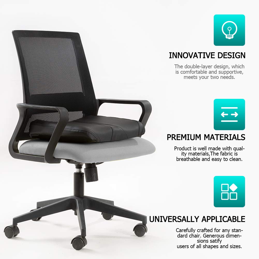 QYILAY Leather Car Memory Foam Heightening Seat Cushion for Short People Driving,Hip(Coccyx/Tailbone) and Lower Back Pain Relief Butt Pillows,for Truck,SUV,Office Chair,Wheelchair,etc.
