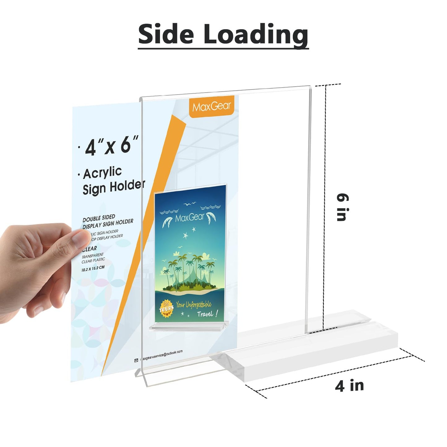 MaxGear 4x6 Acrylic Sign Holder 24 Pack, Double Sided Display Stand, Clear Paper Holder Picture Frame, Plastic Menu Holder Photo Frame Poster Stand for Stores, Restaurants, Hotels, Office