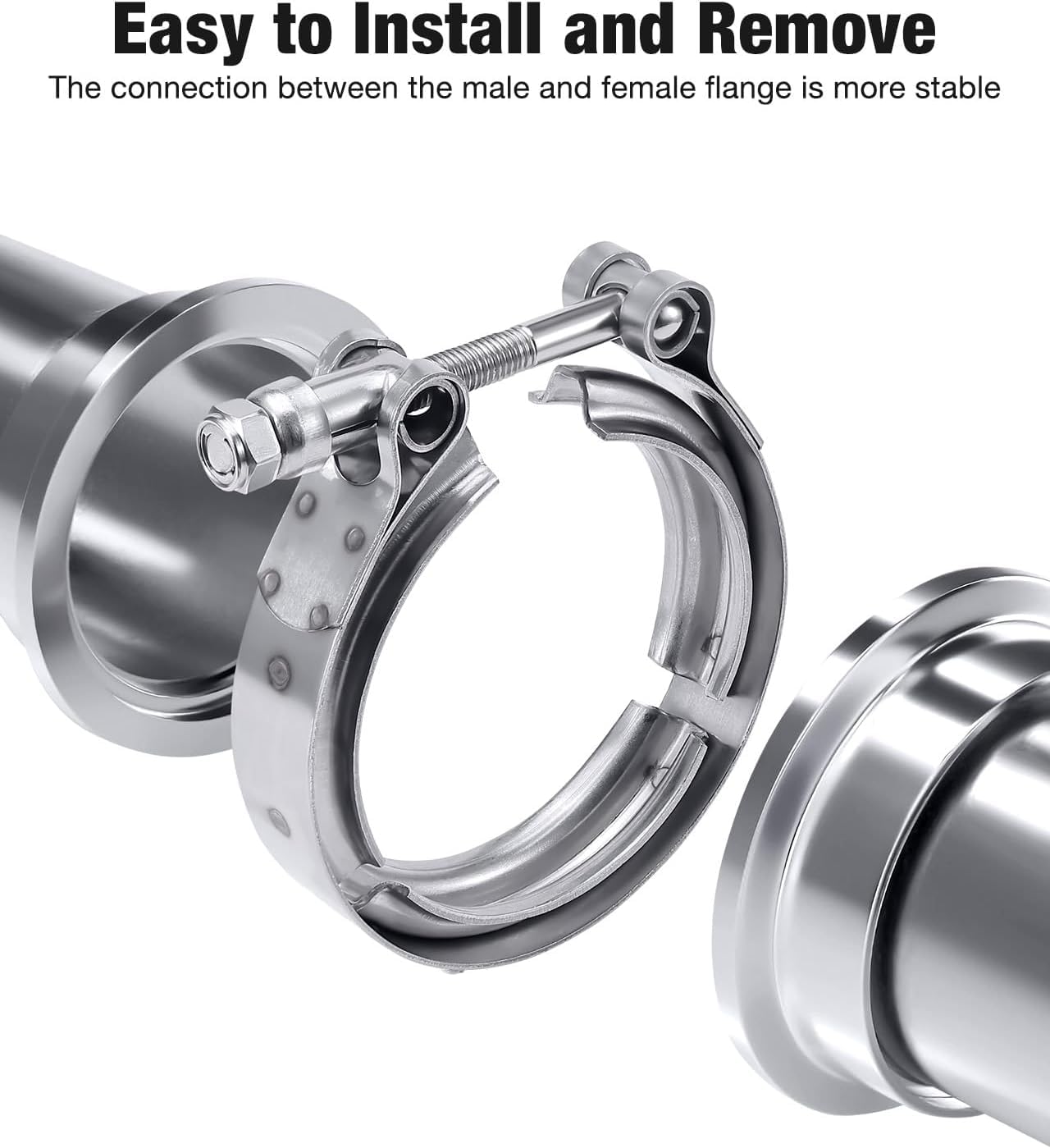 Evil Energy V Band Clamp with Flange Male Female Stainless Steel (3.0 Inch)
