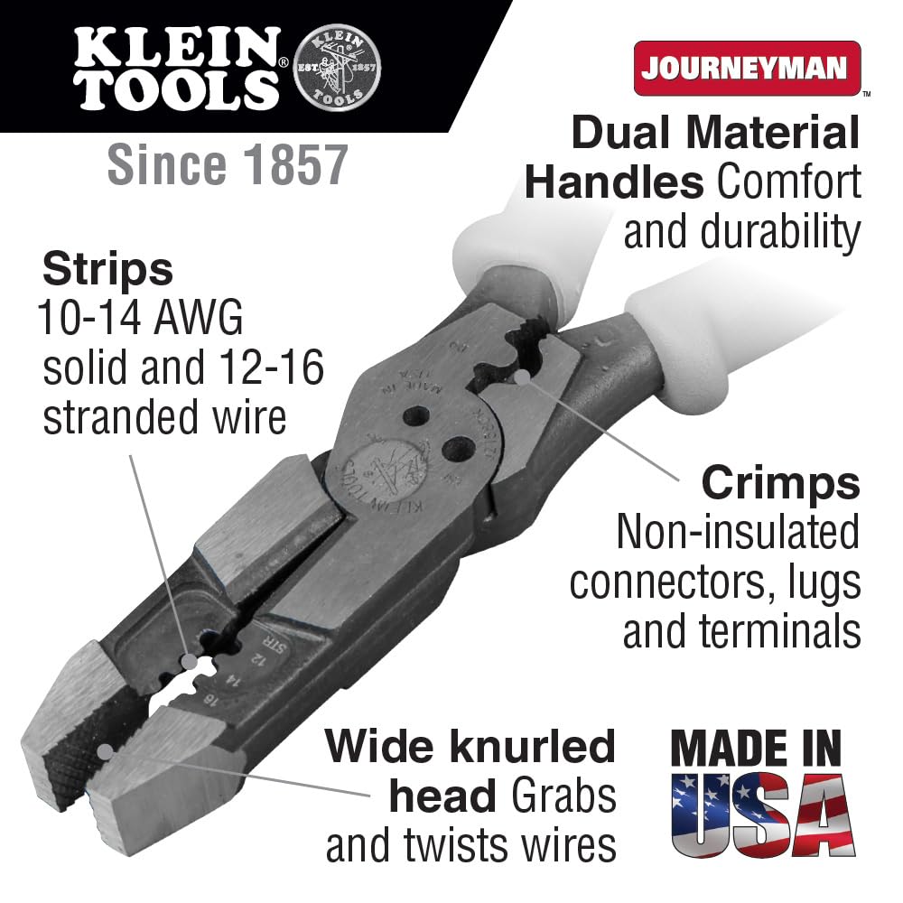 Pliers, Hybrid Multi Purpose Tool with Crimper, Bolt Shearing Holes & Stripper Klein Tools J215-8CR