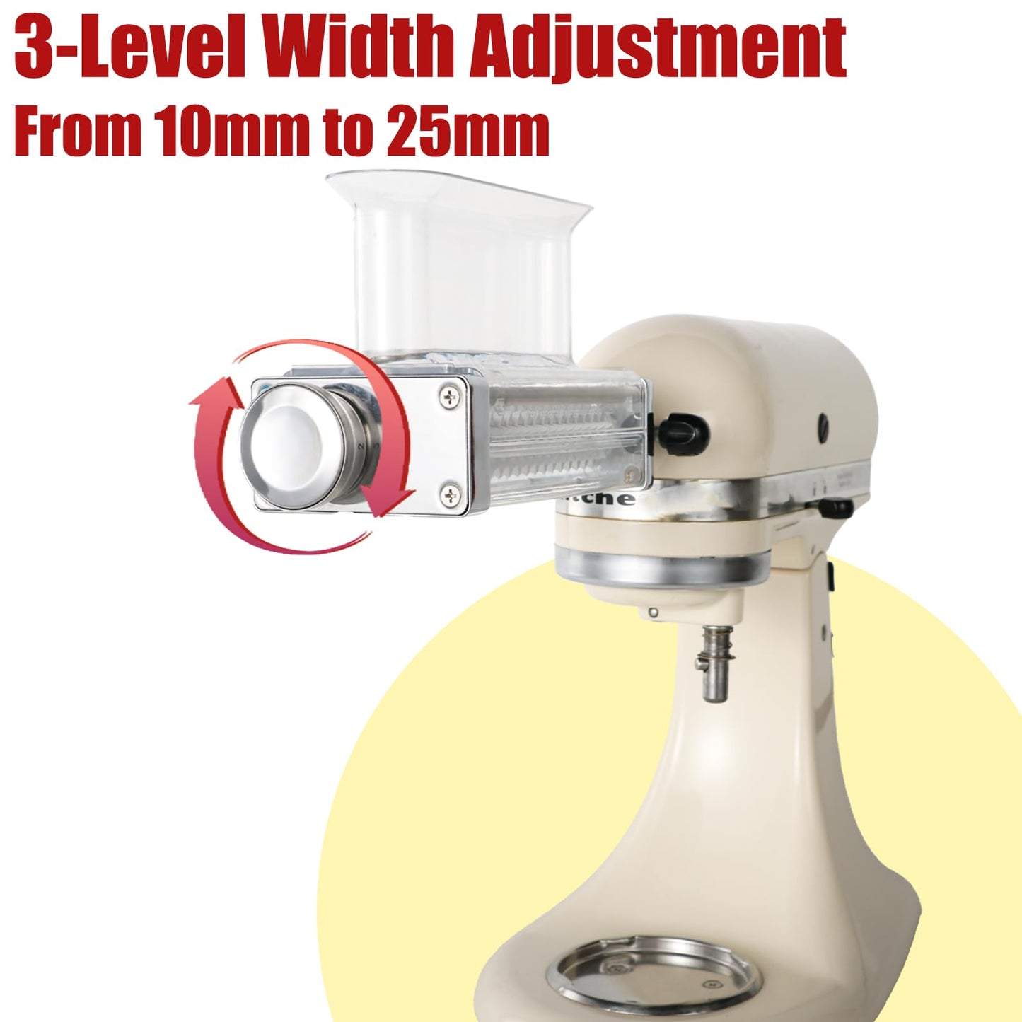 Adjustable Meat Tenderizer Attachment for KitchenAid Stand Mixers – 3 Thickness Settings, Fits All 4.5–7Qt Models, Heavy-Duty Metal Housing with Transparent Shell, Dishwasher Safe