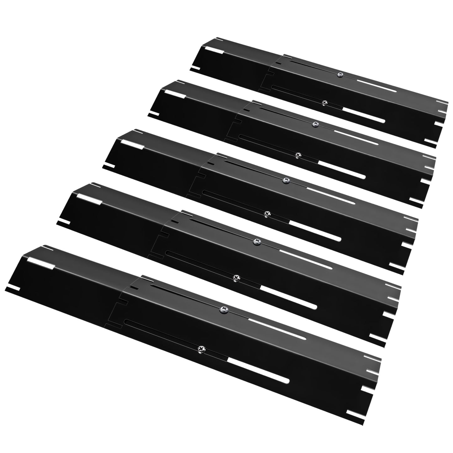 Unicook Heavy Duty Adjustable Grill Heat Plate Shield Replacement Parts, Porcelain Steel Grill Burner Cover, Heat Tent, Flame Tamer for BBQ, Extends from 11.75" up to 21" L, 5 Pack