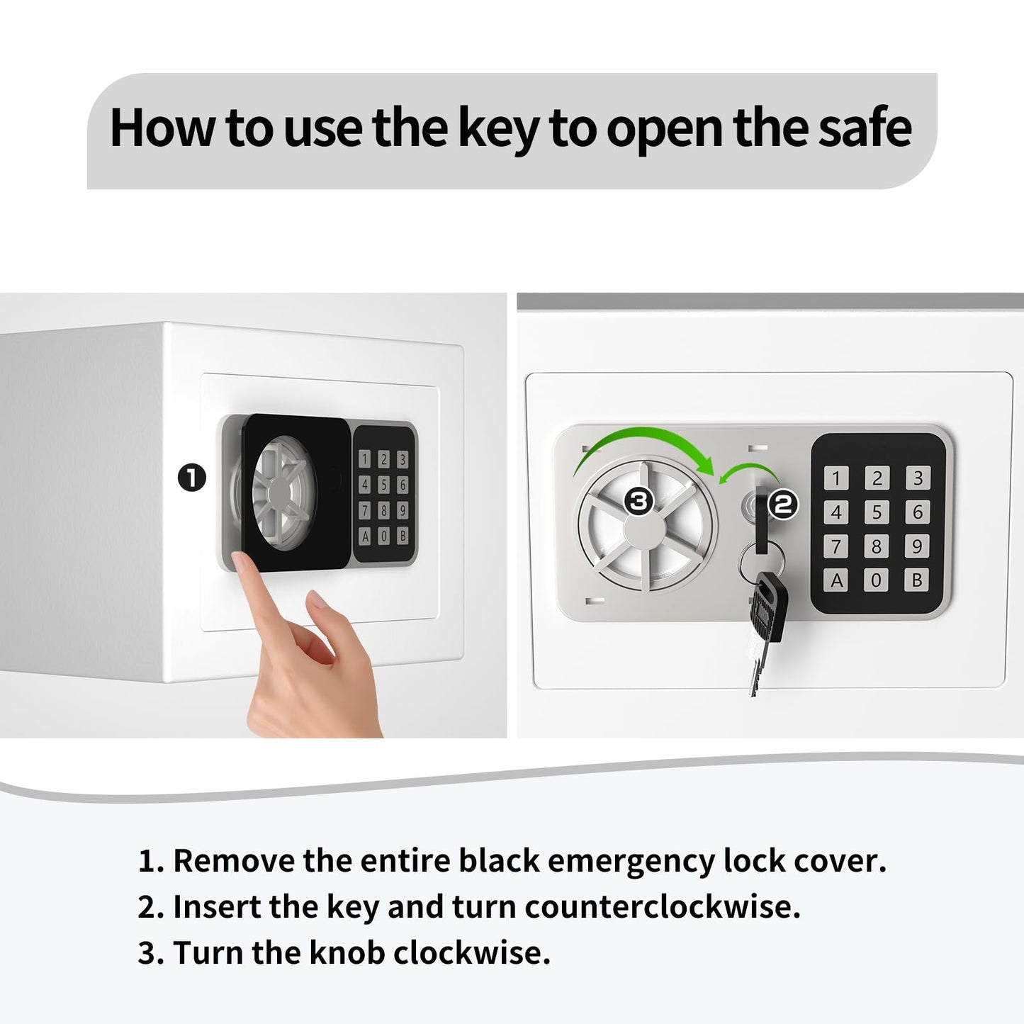 KABISAFE Safe Box 0.3 Cubic Feet, Small Safe with Digital Keypad and Key, Anti Theft Safe for Jewelry Watch Cash, Personal Money Safe for Home (White)