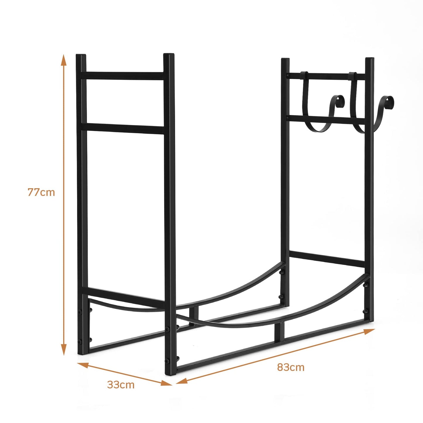 DORTALA 33'' Firewood Rack W/Removable Kindling Holder, Indoor Outdoor Steel Fireplace Wood Organizer, Easy Set-up Log Storage Stacker for Stove, Fire Pit