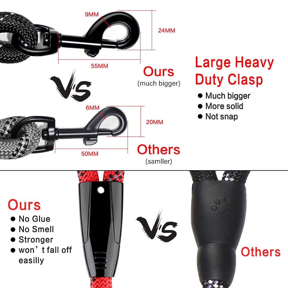Plutus Pet Long Rope Dog Leash - Comfortable Padded Handle, Reflective Nylon Heavy Duty, 15FT 20FT 30FT 50FT 66FT Training for Small Medium Large Dogs (50FT, Red)