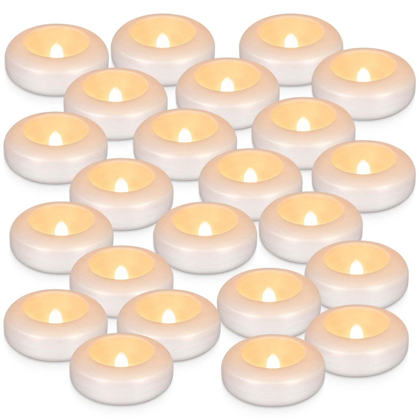24 Pack 3”Floating Candles Water-Activated Flameless LED Candle, 120 Hour White Battery Operate Waterproof Tealights for Cylinder Vases, Centerpieces at Wedding, Party, Pool,Romantic,Christmas Gift.
