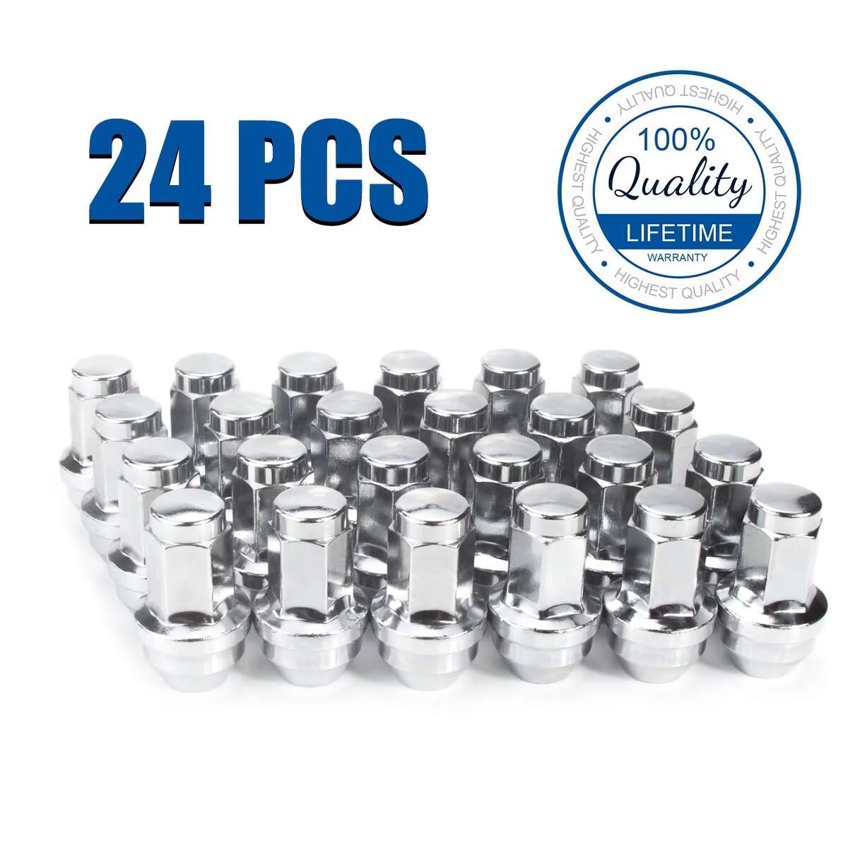 GAsupply 14x2 OEM Factory Style Lug Nuts, 24pcs One-Piece Chrome Large Acorn Seat Lug Nuts 2" Tall 13/16" Hex for Ford F-150 Expedition Lincoln Navigator Factory Wheels