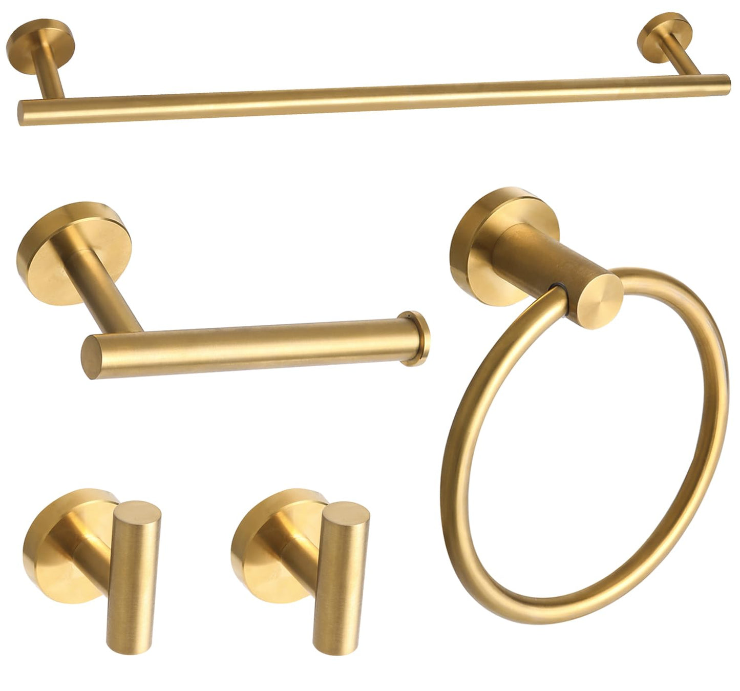 Ntipox Brushed Gold Bathroom Hardware Accessories Set 5 Piece, Stainless Steel Bath Towel Bar Set 24 Inch,Toilet Paper Holder,Towel Ring Holder,Towel Rack Set,Gold Bathroom Accessories Kit