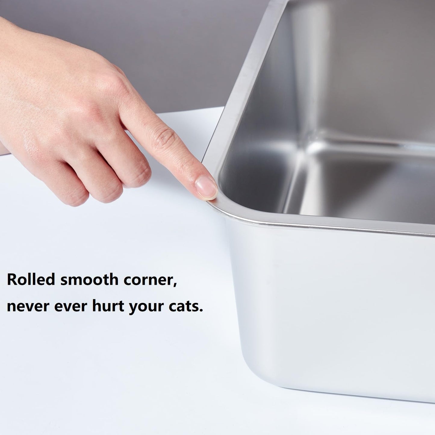 Stainless Steel Litter Box, High Sided Large Metal Cat Litter Boxes Easy Clean, Non Stick and No Smell, Suitable for Adult Cat