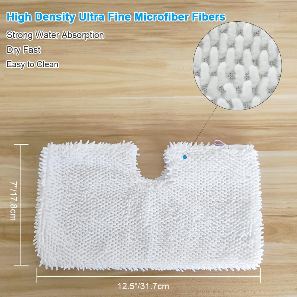 Fushing 6Pcs Steam Mop Pads, Washable Microfiber Cleaning Steamer Replacement Pads for Shark Steam Mop S3501 S3601 S2902 S3901 S3550 S3601D S3801 S3801CO SE450 S2901