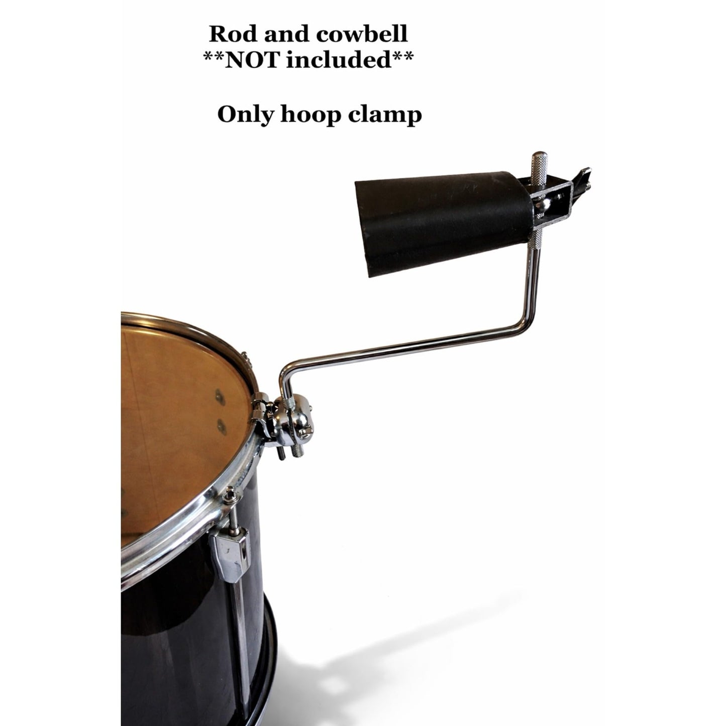 Cowbell Mount Bracket for Drums, Hoop Clamp for Cowbell, Tambourine, Splash Cymbal and Auxiliary Percussion, Fits Tom Hoops and Rounded Bass Drum Hoops