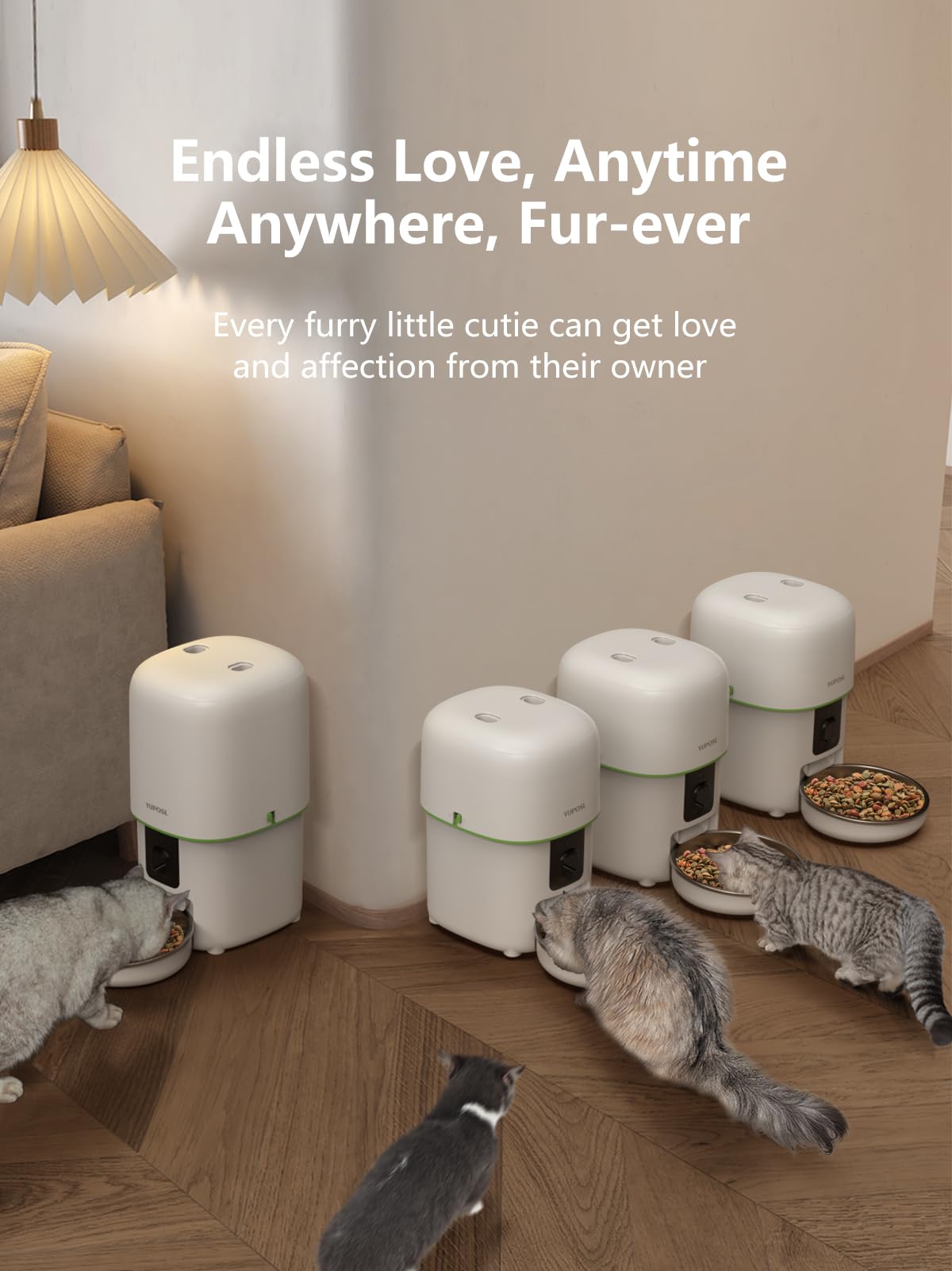 Yuposl Automatic Cat Feeder with Camera, 5G WiFi Cat Food Dispenser App Control 1080 HD Video with Night Vision, 4L Automatic Dog Feeder, Desiccant to Keep Dry Food Fresh