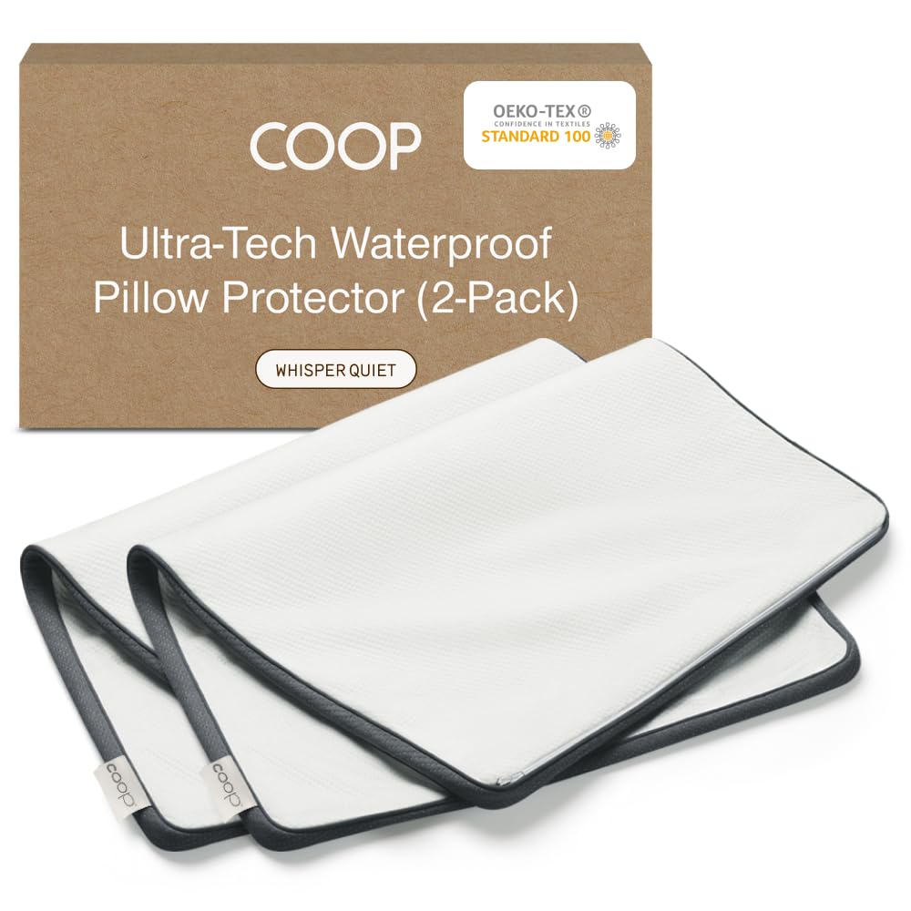 Coop Home Goods Ultra-Tech Pillow Protector for Memory Foam Pillows, Waterproof, Pack of 2 Queen Size Pillow Covers - Oeko-Tex Certified Breathable, Zippered Pillow Covers, Machine Washable, Set of 2