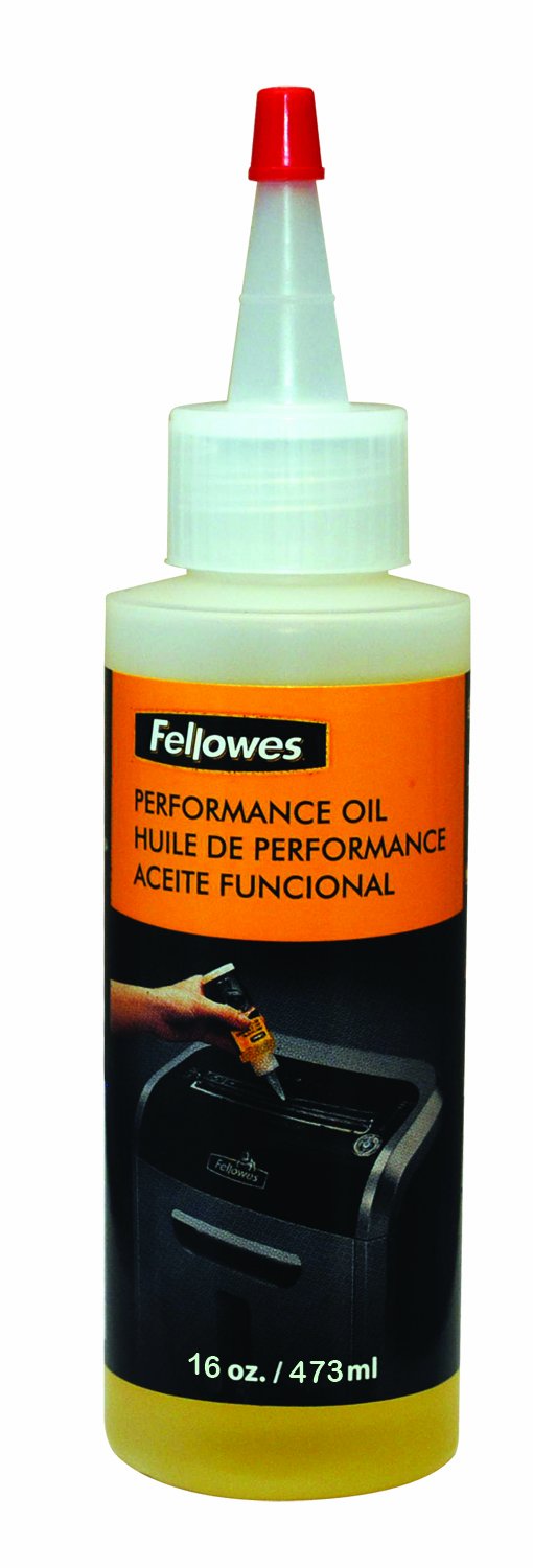 Fellowes Powershred Performance Shredder Oil, 16 oz. Extended Nozzle Bottle, Silicone, 0.75 pounds, For Cross-Cut and Micro-Cut Shredders