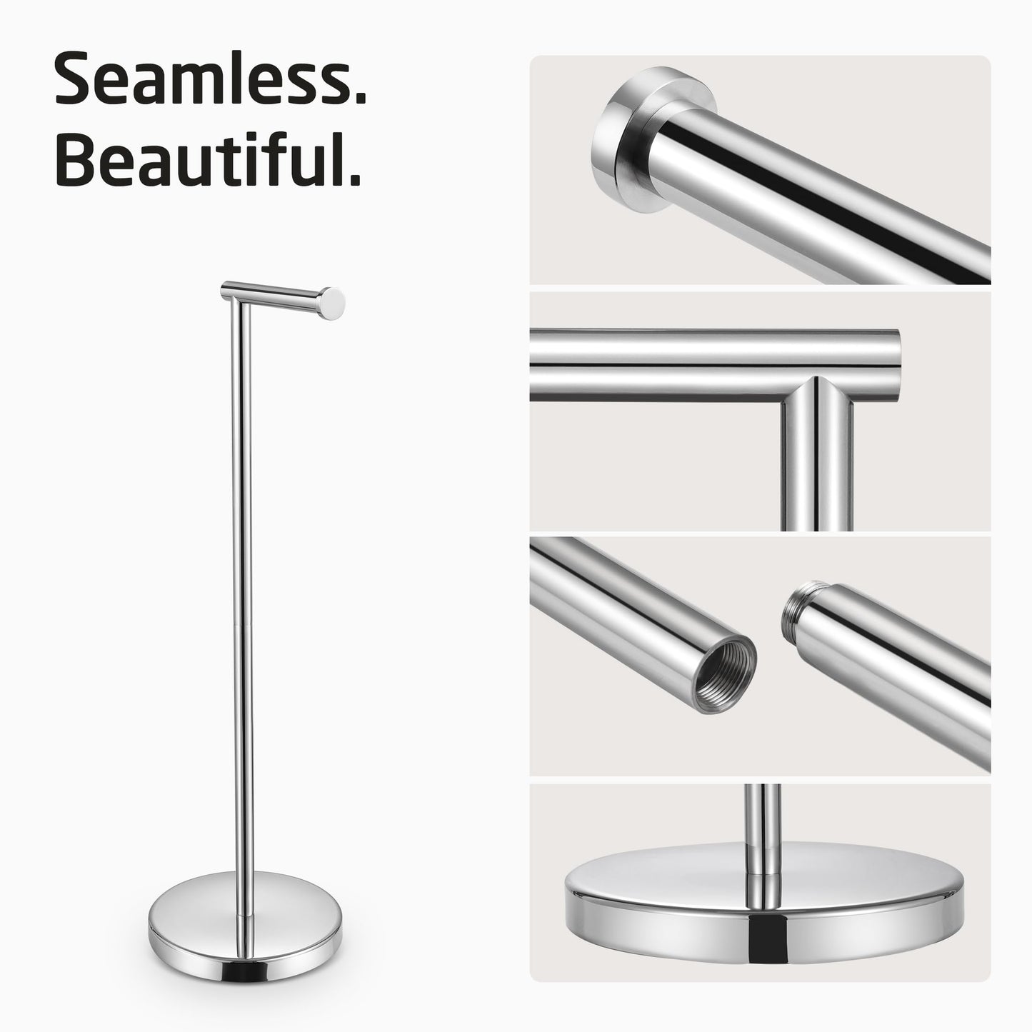 KES Toilet Paper Holder Free Standing 26" H (Taller Version), Toilet Paper Holder Stand with Weighted Base for Bathroom, Rustproof 18/8 Stainless Steel Polished Finish, BPH283S66
