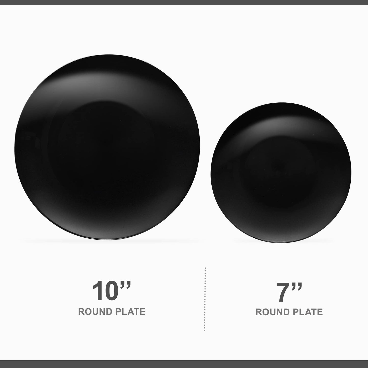 PLASTICPRO 64 Piece Combo Plates Set - 32-7'' & 32-10'' Black Plastic PartyPlates - Premium Heavyweight, Elegant, Disposable Tableware