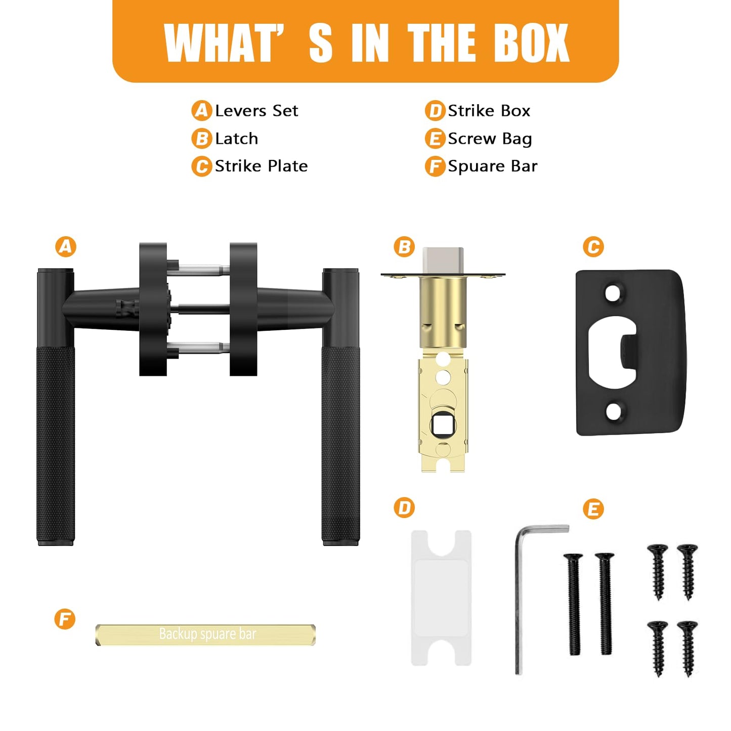 Amerdeco 3 Pack Matte Black Door Handles Interior, Knurled Privacy Door Handles, Heavy Duty Black Door Lever for Bedroom or Bathroom, Reversible Keyless for Left Right Handed Doors AM0016