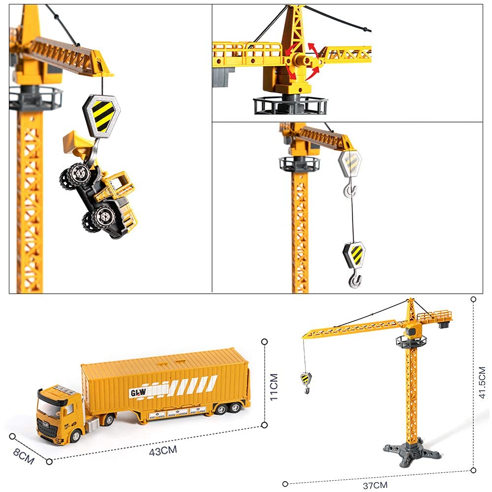 OR OR TU Construction Truck Car Toys Beach Vehicle Toys Kids Engineering Car Set with Crane,Forklift,Bulldozer,Excavator,Roller,Cement Truck,Dumper Birthday Gift for 3 4 5 6 Years Old Boys Girls Kids