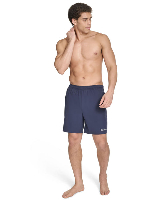 Calvin Klein Men's Volley Quick Dry Stretch Swim Trunk, Navy, X-Large