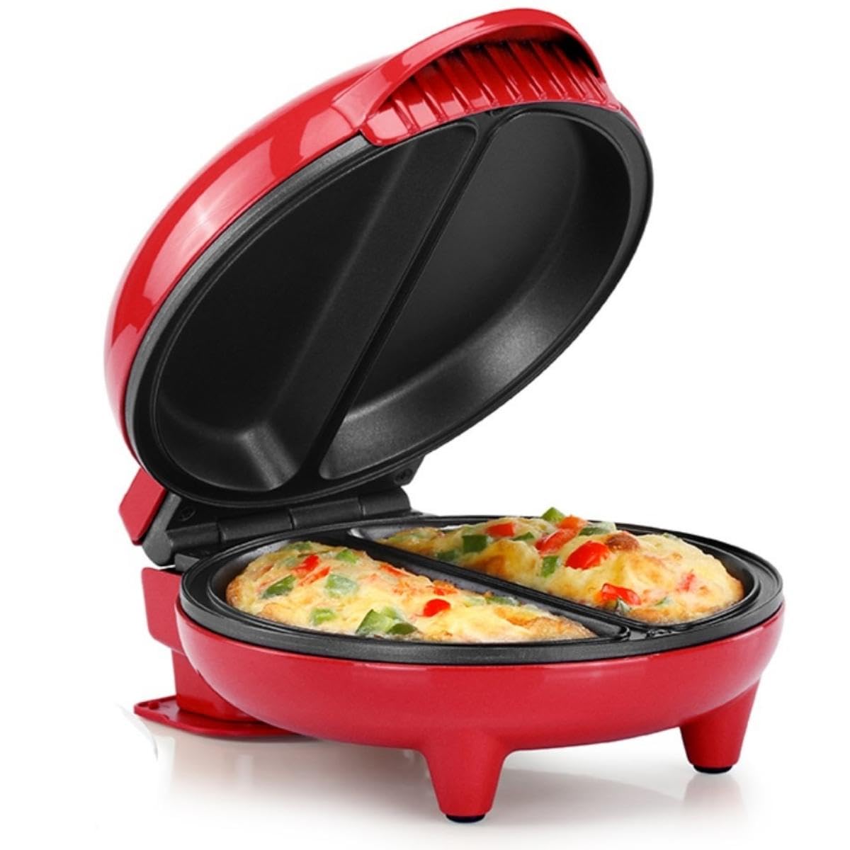 Holstein Housewares Non-Stick 6-Section Multi-Food Maker - Arepas, Mini Pancakes, Corncakes and More, 6-PC, Red/Black
