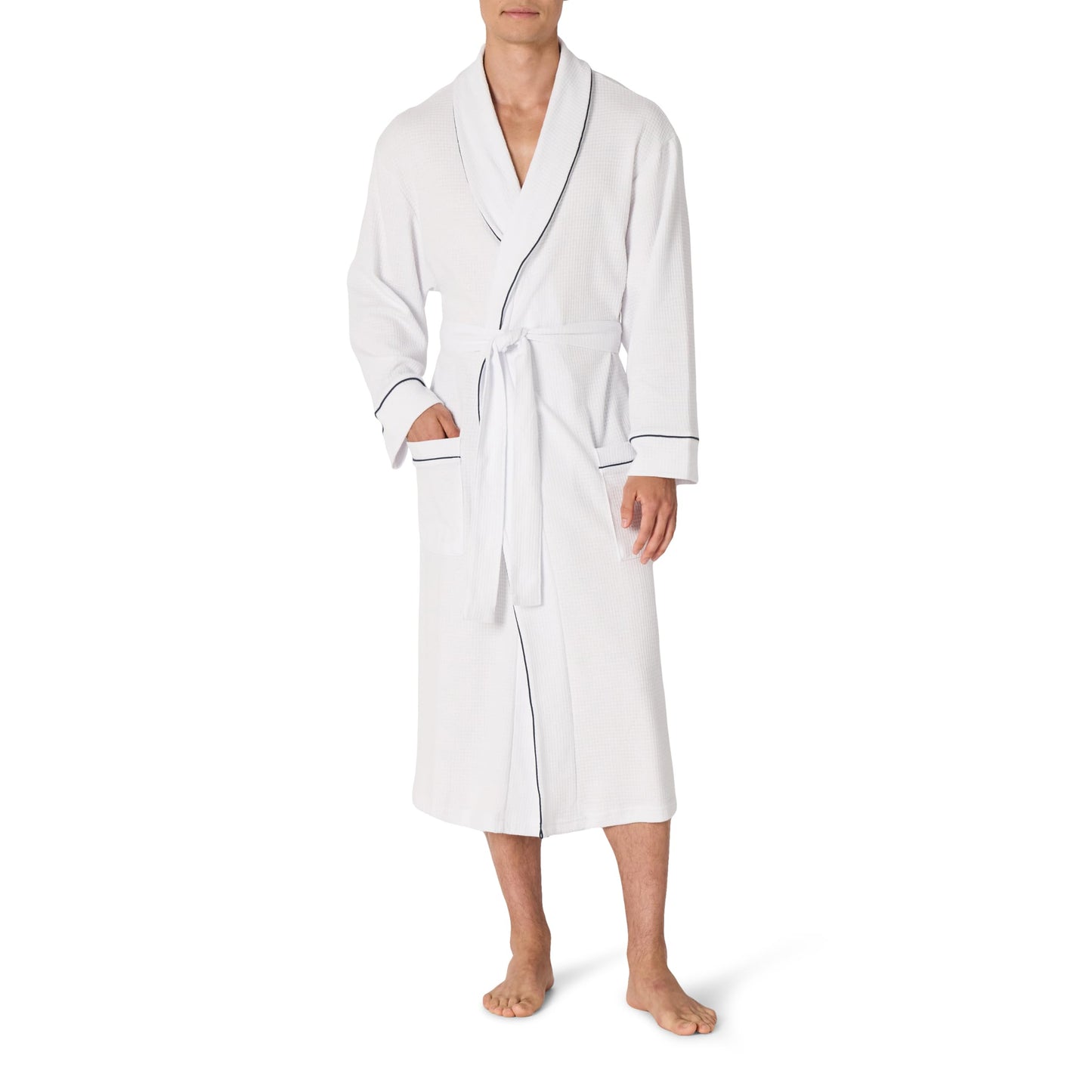 Amazon Essentials Men's Waffle Shawl Robe, -White, XL/XXL