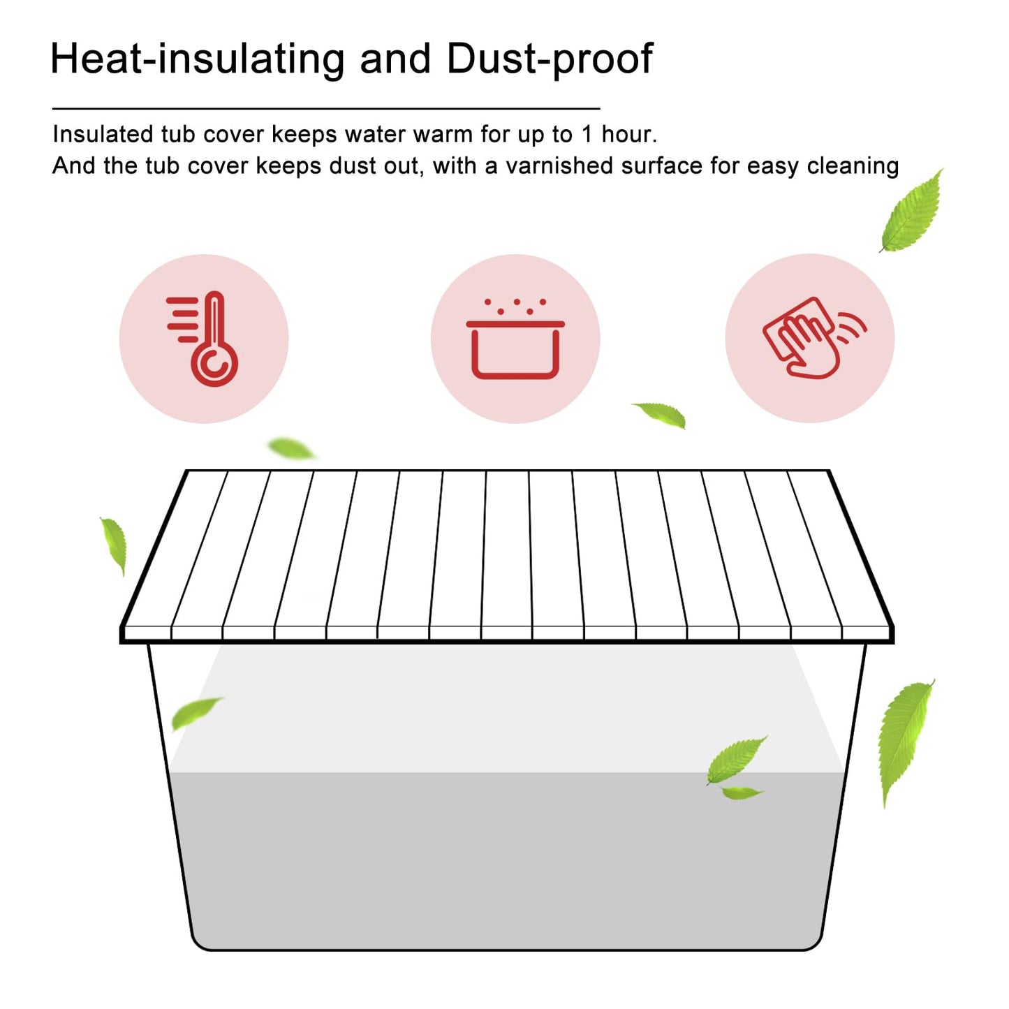 Bathtub Tray, Foldable Anti-dust Bathtub Cover Bath Insulation Cover, PVC Shutter Bath Lid Fit Most Tubs, Can Store Wine Glass, Books, Tablets, Cellphones