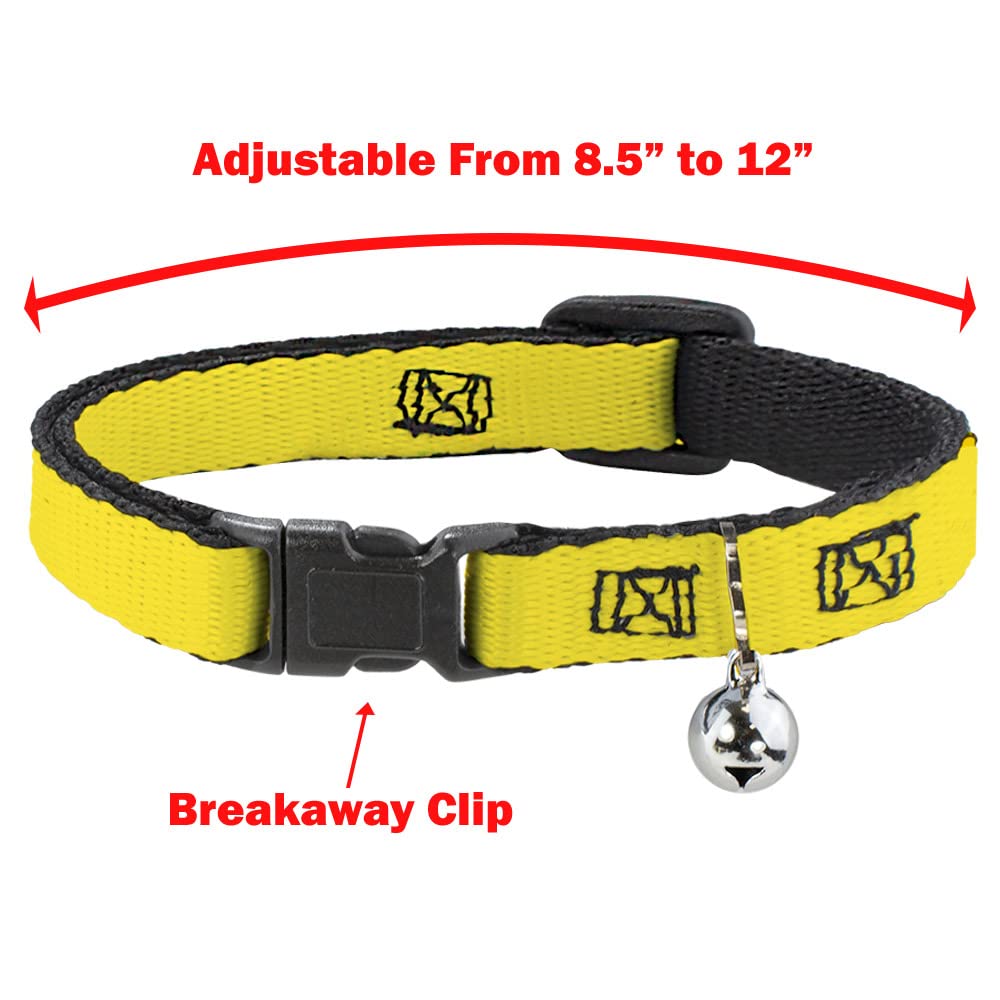 Buckle-Down BAC-WBM001-NM Breakaway Plastic Clip Collar, Batman Shield Black/Yellow, 1/2" x 8-12"