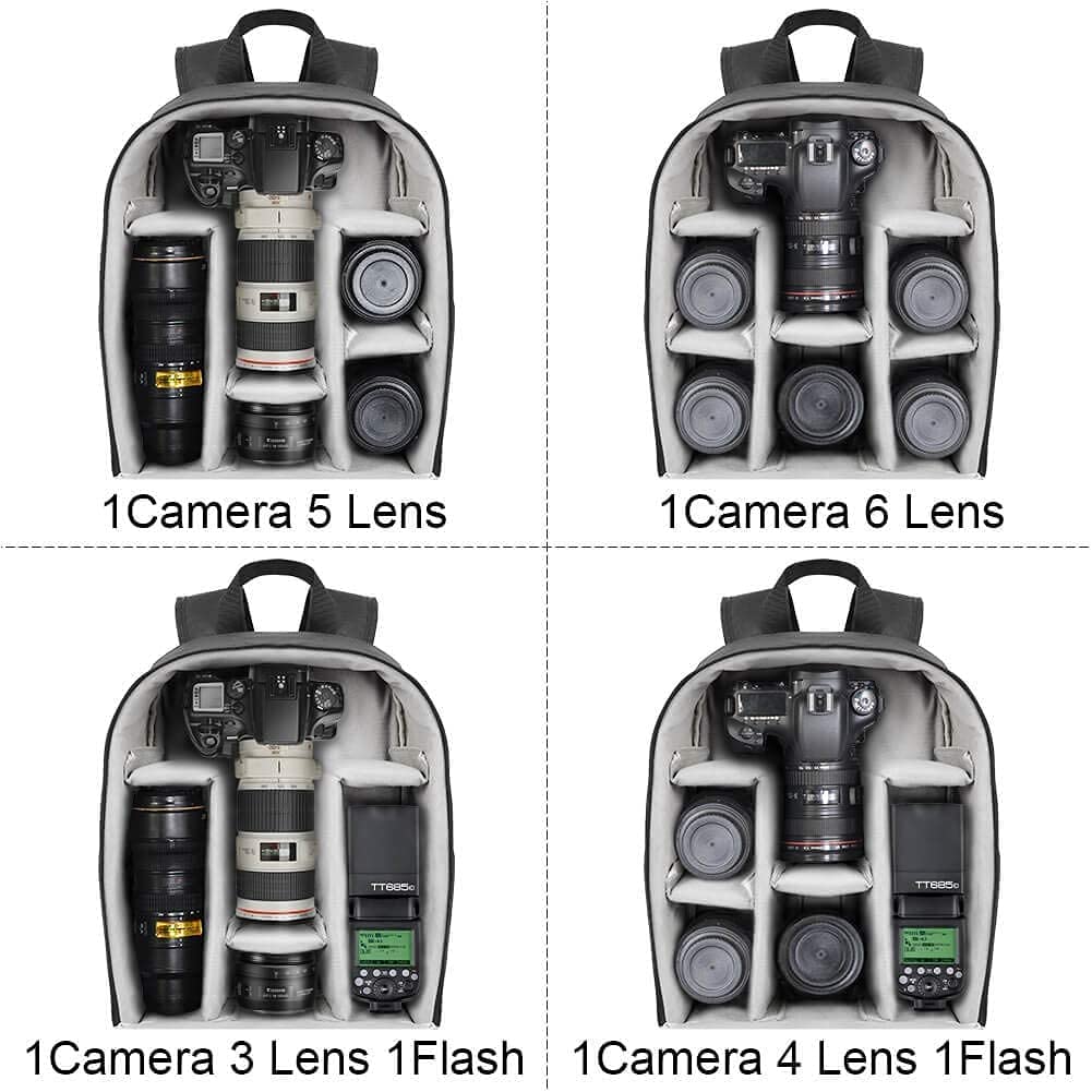 Cwatcun Camera Backpack Bag with Tripod Holder Anti-Theft Water Resistant Camera Bag for Canon Nikon Sony DSLR SLR Camera for Women Men Photographer, 2.0 Black, Small, Backpack,lightweight,mesh
