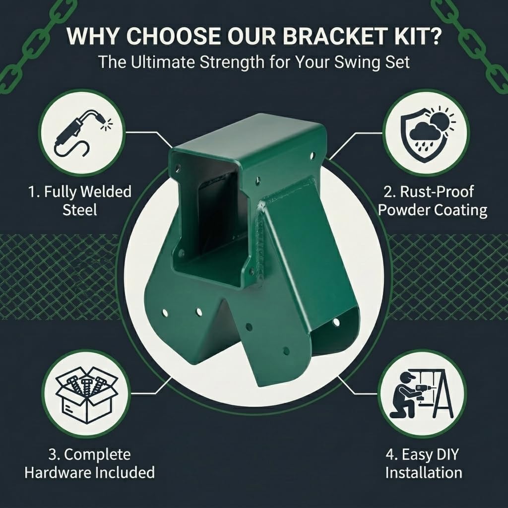 ORIGLE A-Frame Middle Swing Set Bracket Kit, Wood Swing Hardware for Outdoor Playground, Backyard Play Set Accessories with Complete Mounting Components