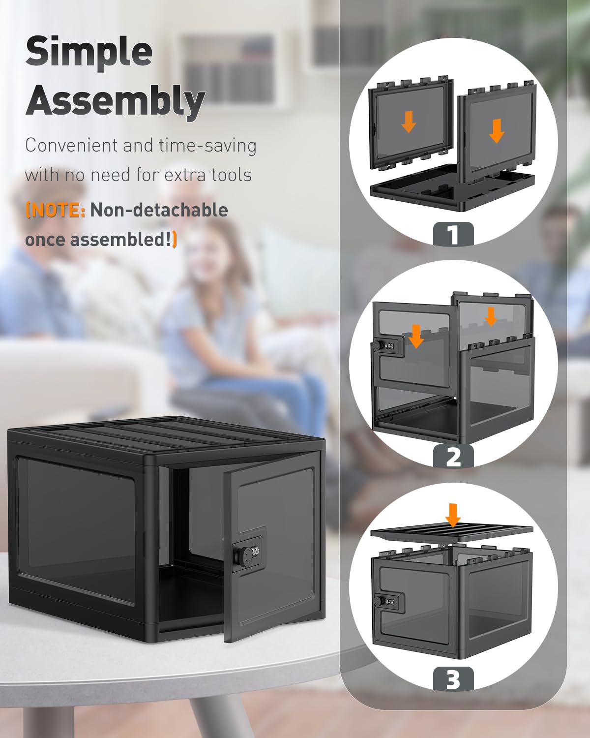 Uniclife Black Medicine Lock Box with Combination Lock 13 L Large Locking Medication Box Lockable Storage Box for Personal Items Phones Food & Snacks Stackable Fridge Lock Box for Home Office