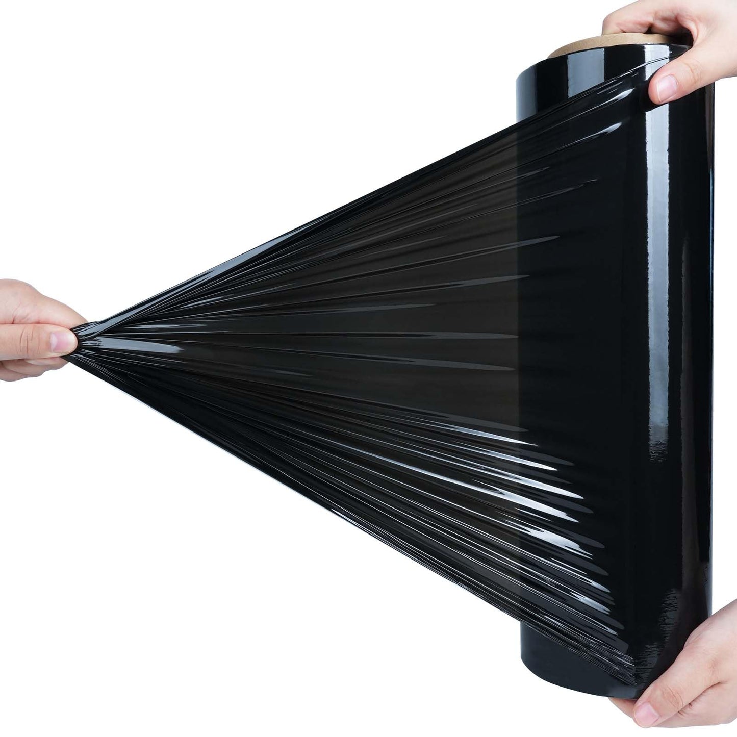 ADHES Black Stretch Wrap Film Roll 15 Inch x 1000 Feet 60 Gauge Heavy Duty Shrink Wrap, Industrial Strength Plastic Wrap for Pallet Wrapping, Shipping, Moving and Packing