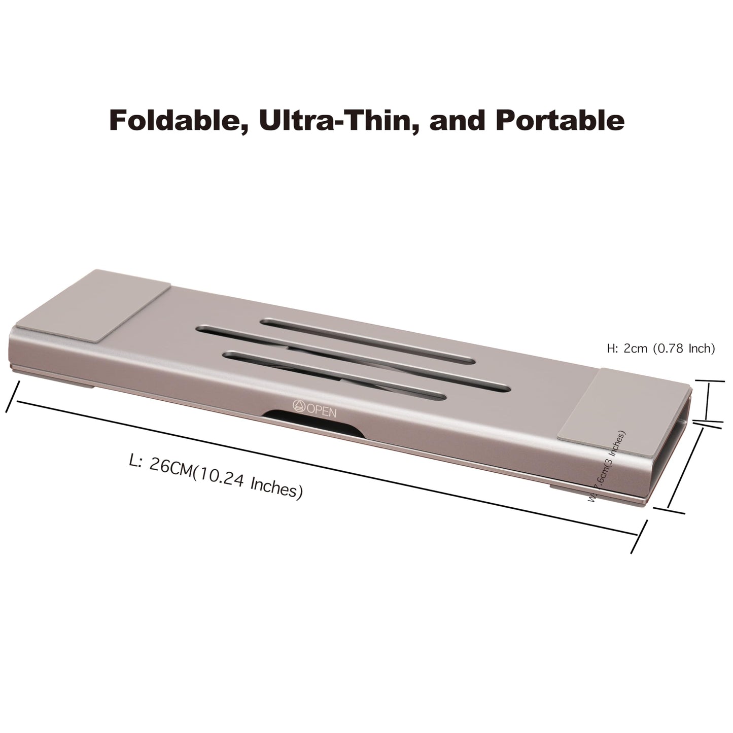 Psitek Aluminum Fold & Laptop Riser Stand 3-in-1 Adjustable, Foldable Cooling Stand with Integrated Storage Box, Ruler and Ultra-Slim Portable Design for MacBook, Tablet, Ipad, Keyboard and All Laptop