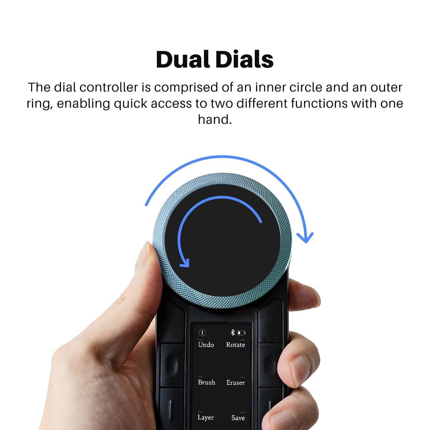 HUION Keydial Remote Bluetooth Programmable Keypad with Dual Dials 60 Customized Keys, OLED Display Macro Keypad Work with PC, Mac, Mobile, One-Hand Shortcut Keyboard for Drawing Tablet, Laptops