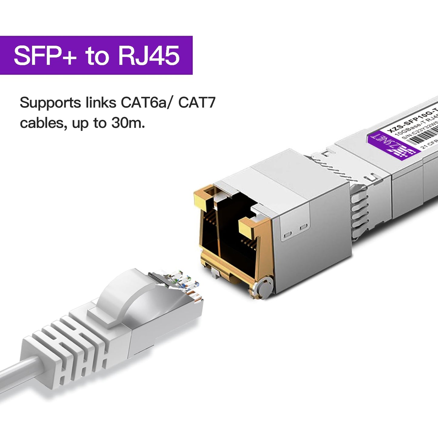 10GBASE-T SFP+ Transceiver, 1.25/2.5/5/10G SFP+ to RJ45, 10Gb Copper SFP+ to Ethernet Module for Cisco SFP-10G-T-S, Ubiquiti UniFi UF-RJ45-10G, Mikrotik, Meraki, Netgear, D-Link and More, 1 Pack