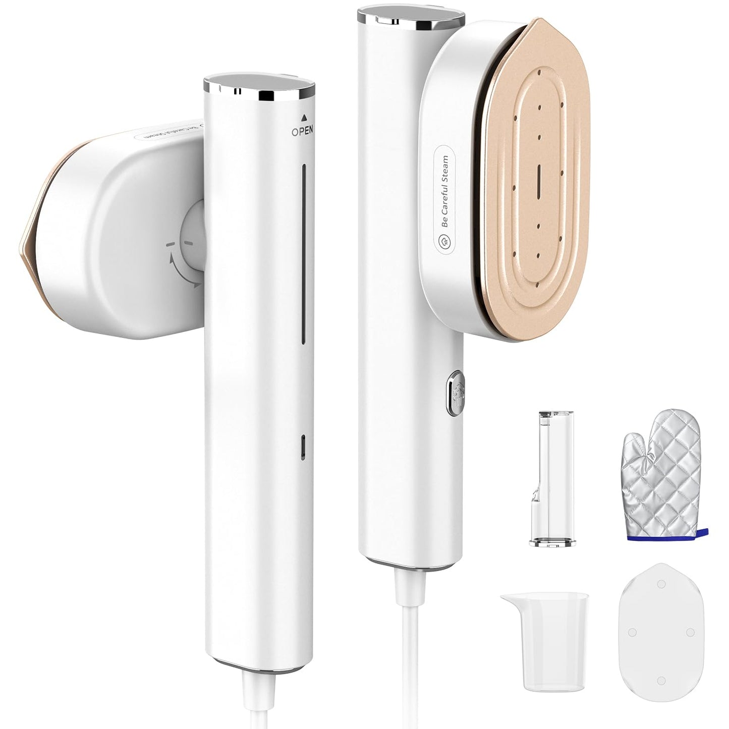 Hulmay Steamer Clothes, 1200W Clothes Steamer, Steam Iron 2-in-1, Portable Handheld Steamer for Travel 10s Heat-Up, Travel Size Clothing Steamer and Garment Steamer for Home, Office -White, 110-120V