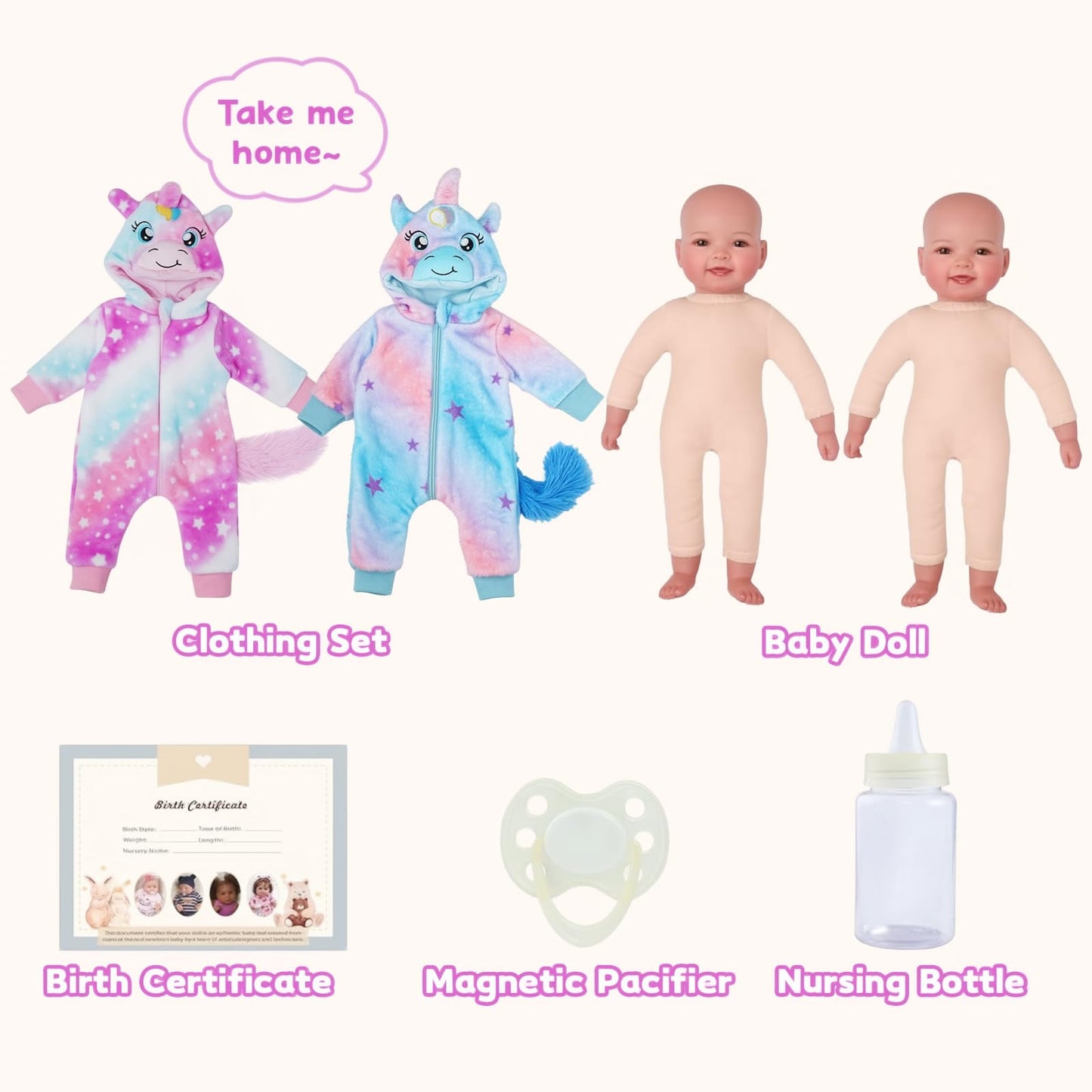 BABESIDE Baby Dolls Twins - 17'' Cute Soft Body Realistic Newborn Twin Dolls Real Life Baby Girl and Boy with Accessories for 3+ Year Old Kids Gifts, Pretend Play, Collection