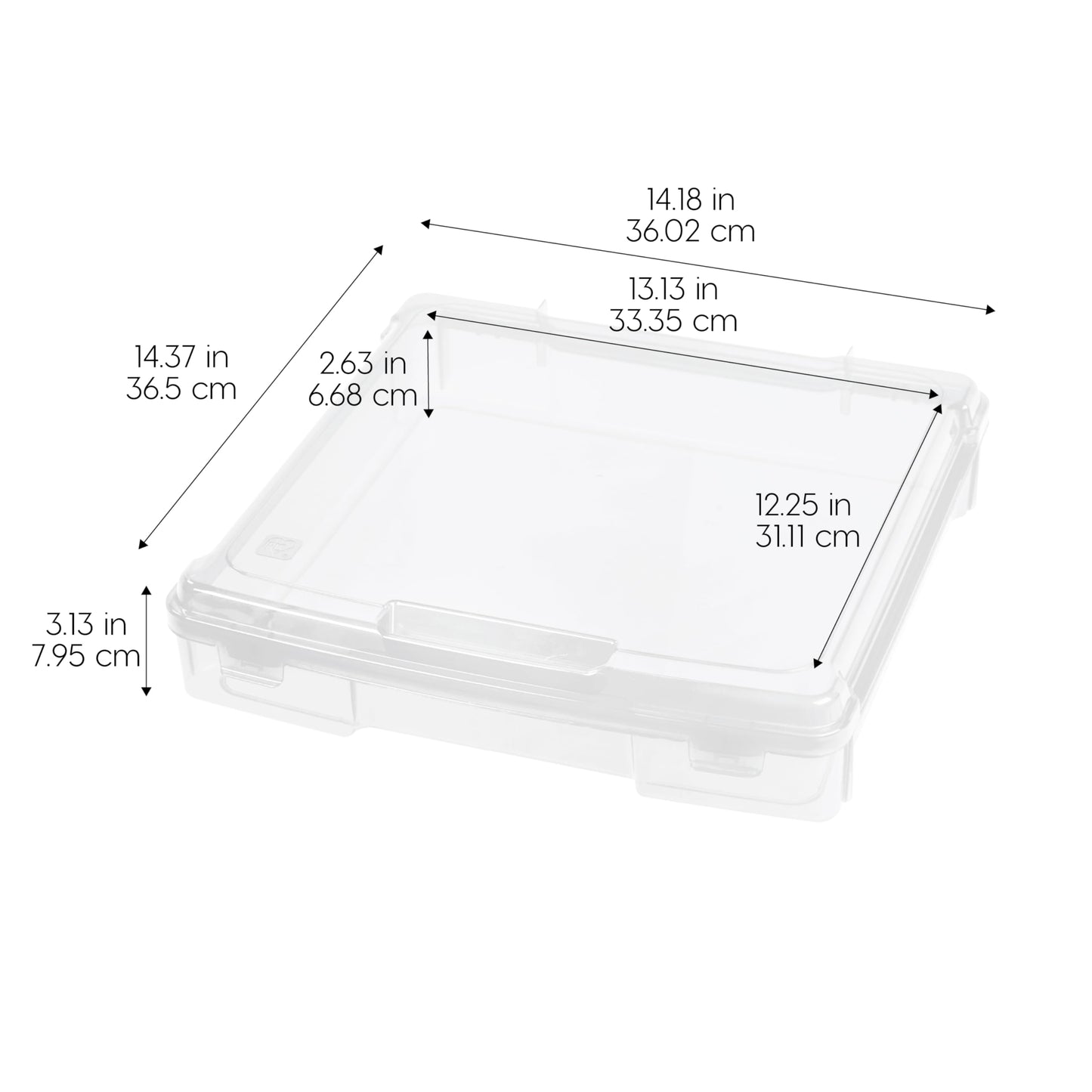 IRIS 12x12 Scrapbook Paper Storage Boxes, Clear Plastic Craft Storage Organizer Case with Lid, Art & Craft Paper Organizer for Documents & Supplies, Stackable Storage Containers – 6 Pack
